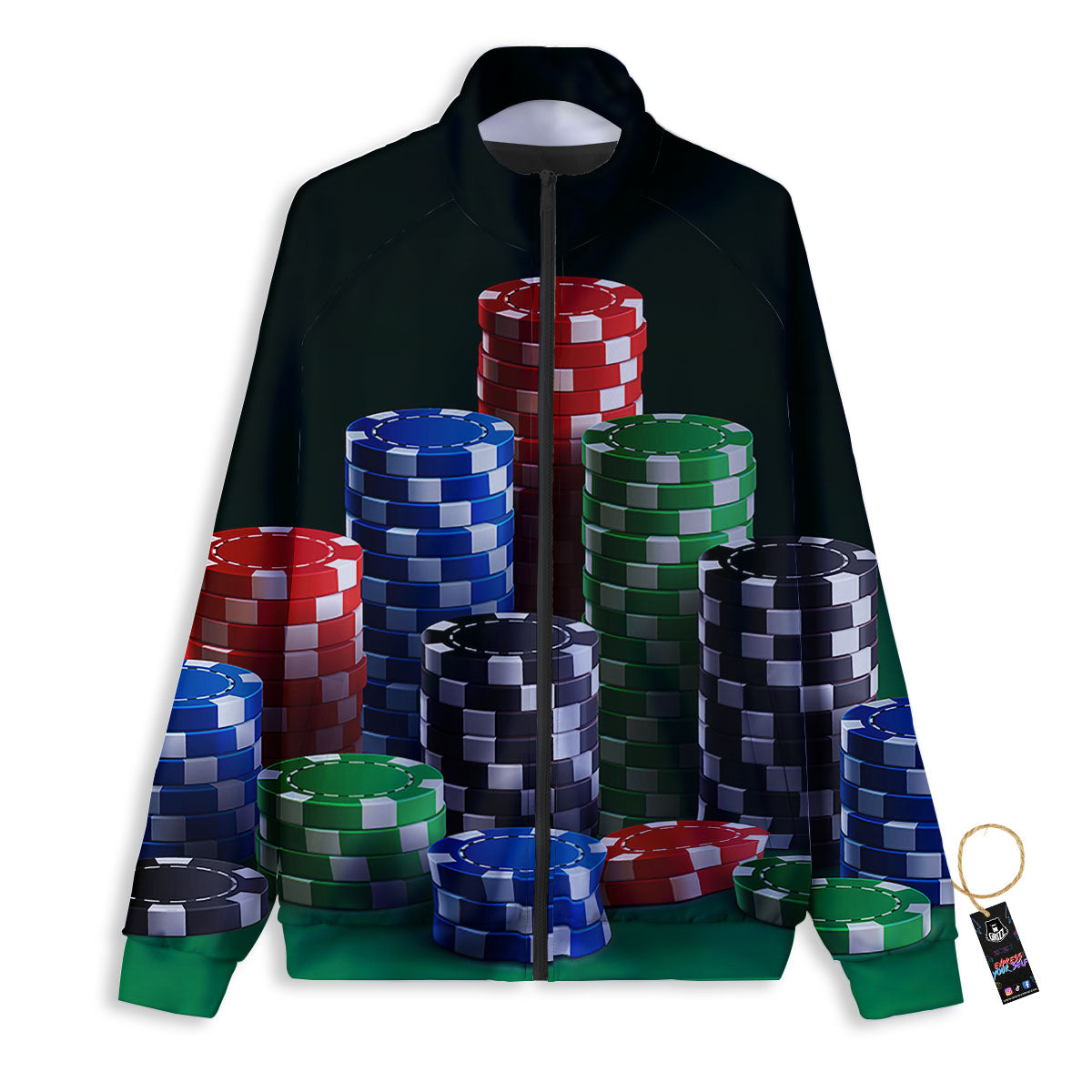 Poker Chips Print Track Jacket-grizzshop
