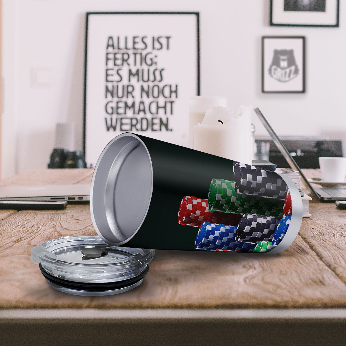 Poker Chips Print Tumbler-grizzshop