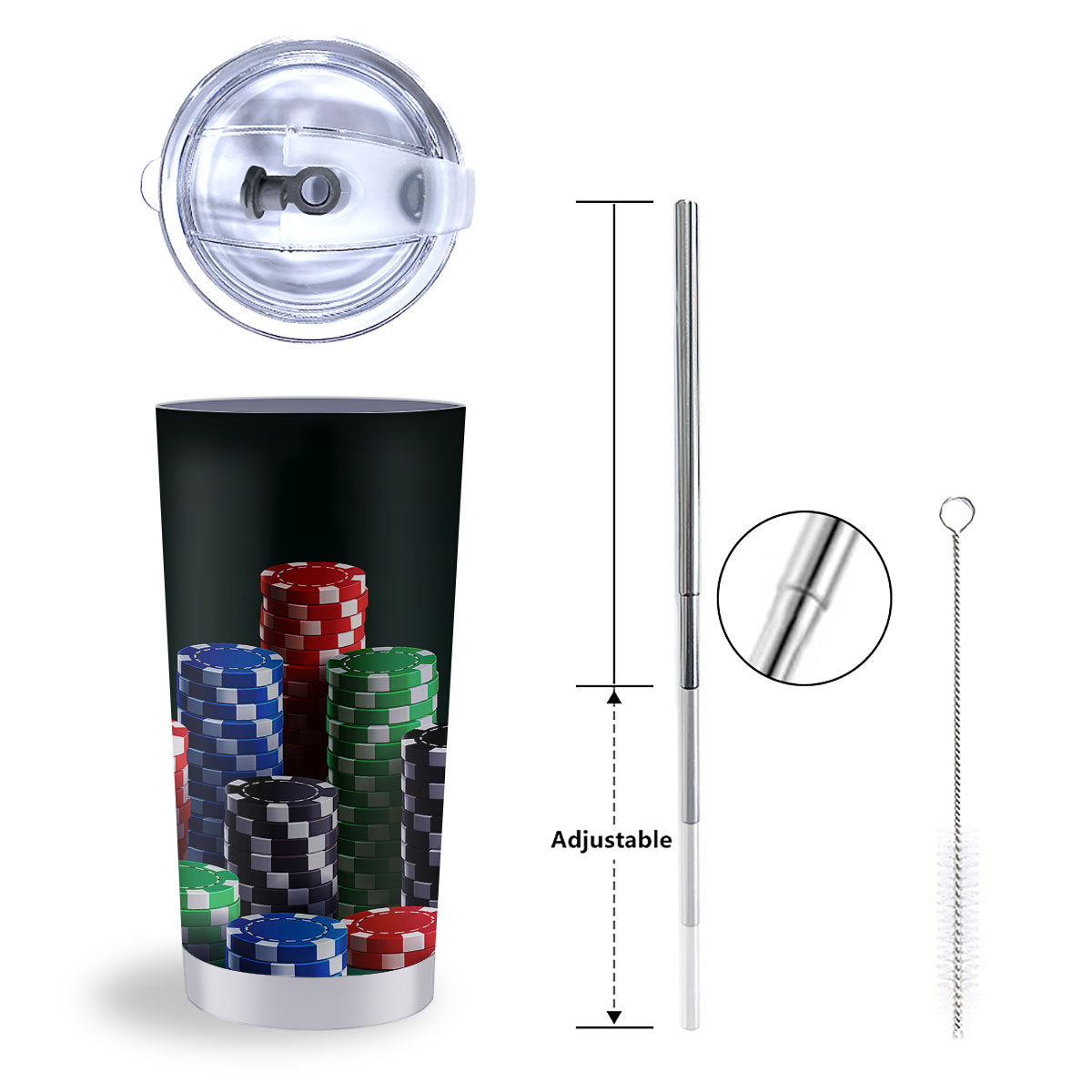 Poker Chips Print Tumbler-grizzshop