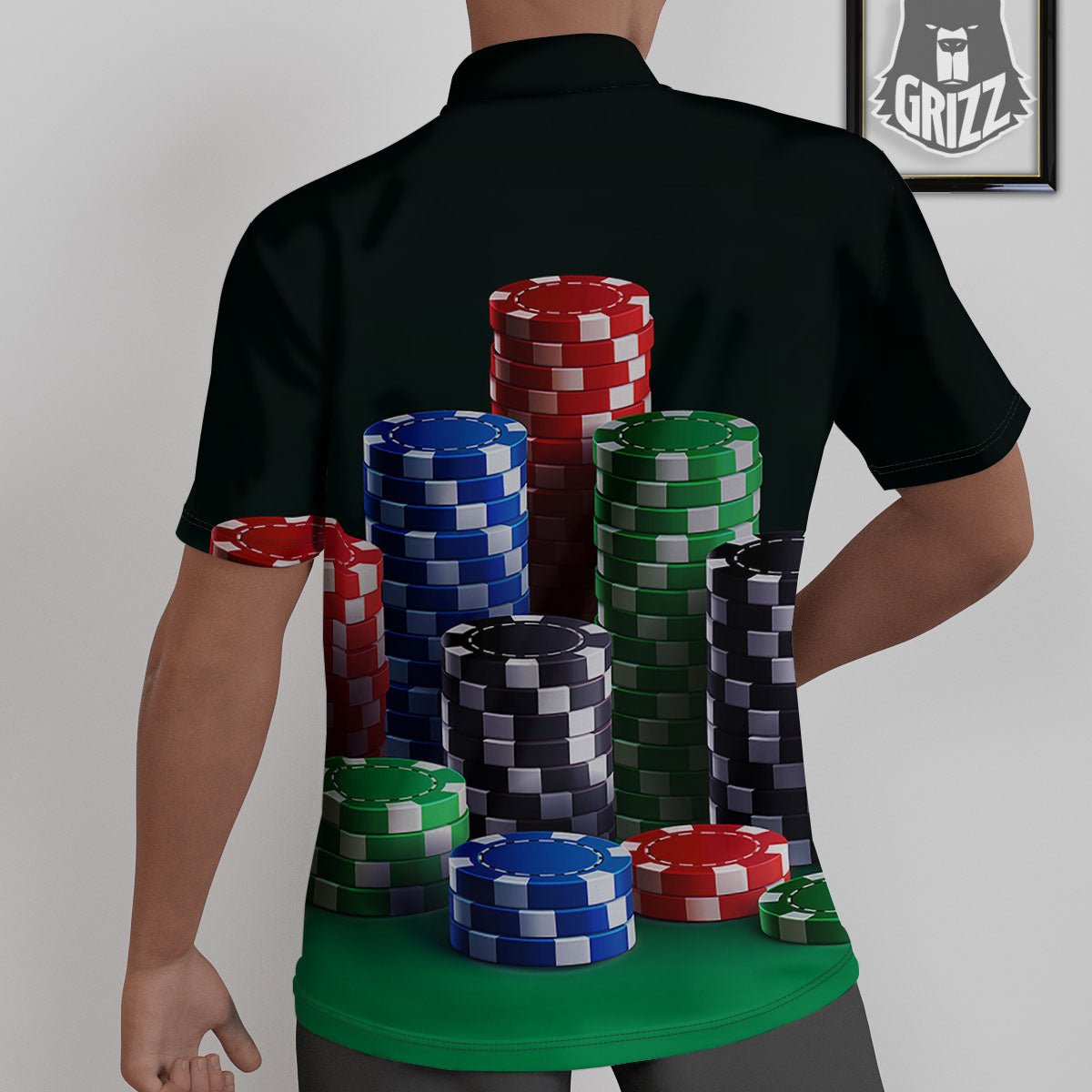 Poker Chips Print Untucked Shirts-grizzshop