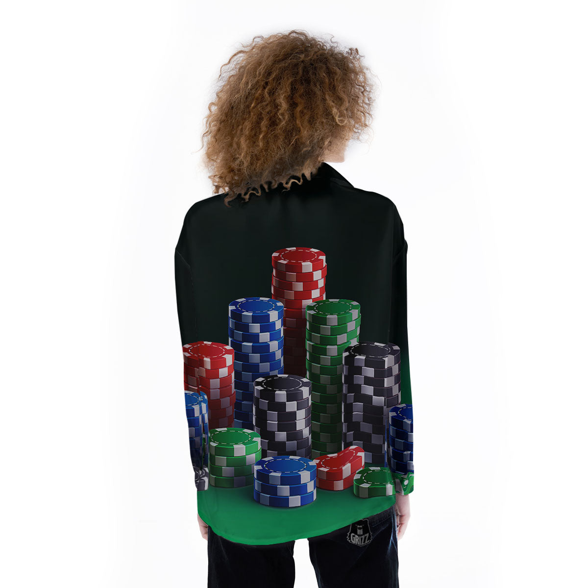 Poker Chips Print Women's Long Sleeve Shirts-grizzshop