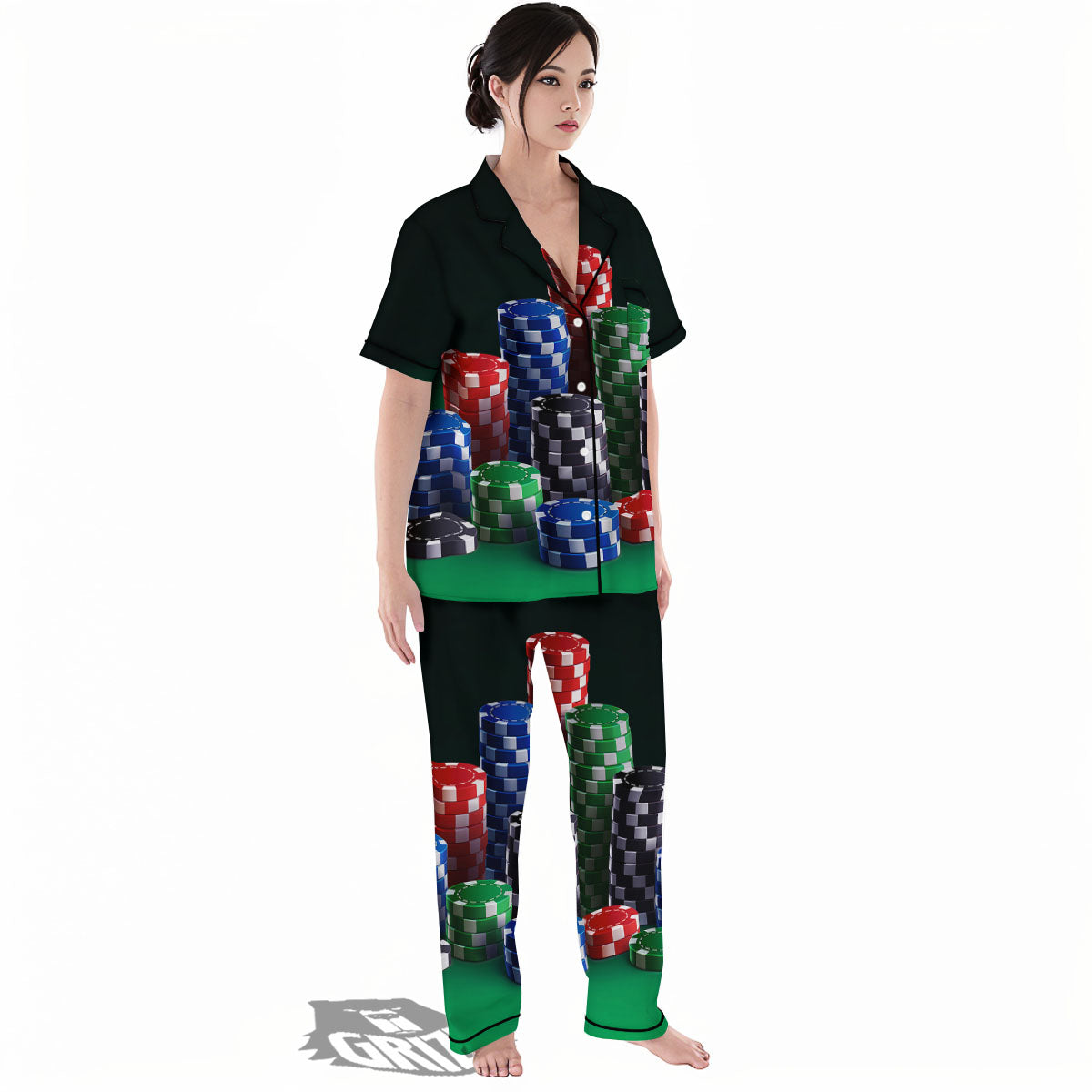 Poker Chips Print Women's Pajamas Set-grizzshop