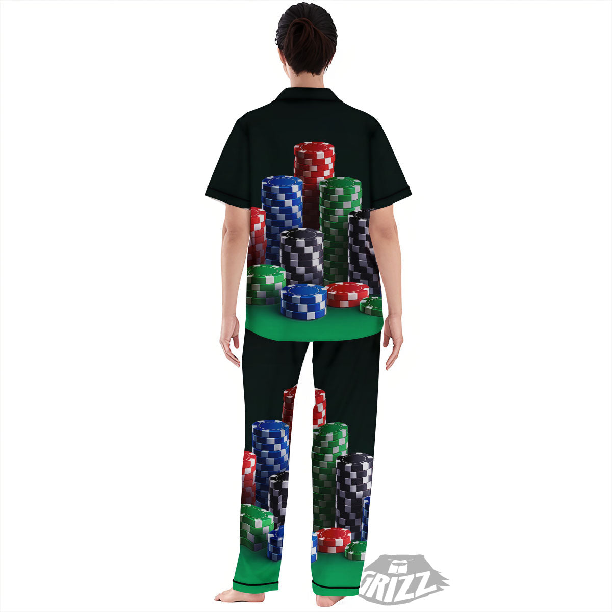 Poker Chips Print Women's Pajamas Set-grizzshop