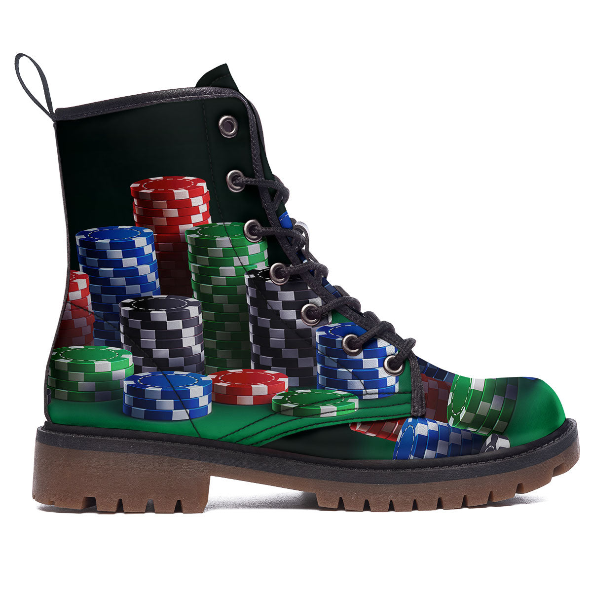 Poker Chips Print Work Boots-grizzshop