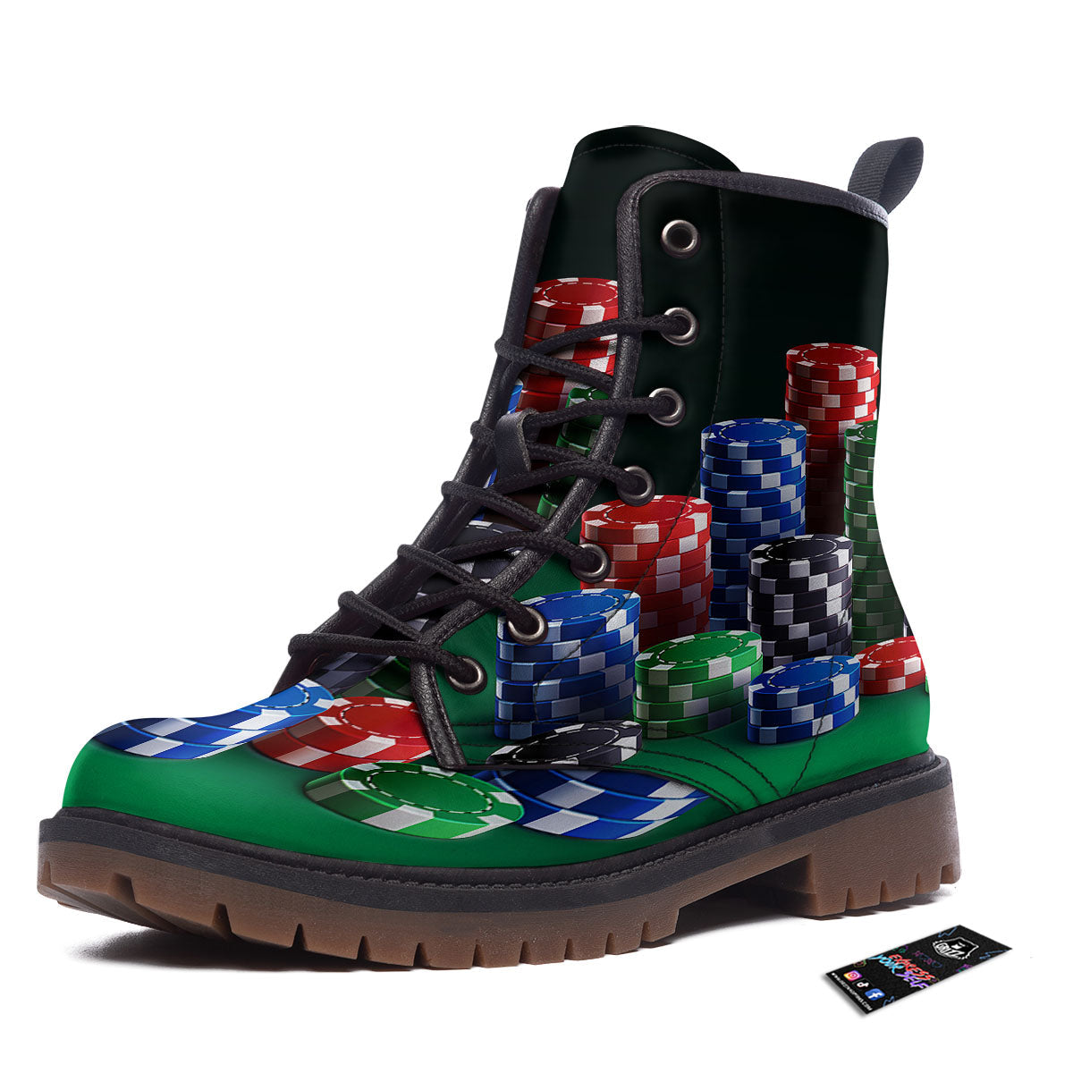 Poker Chips Print Work Boots-grizzshop