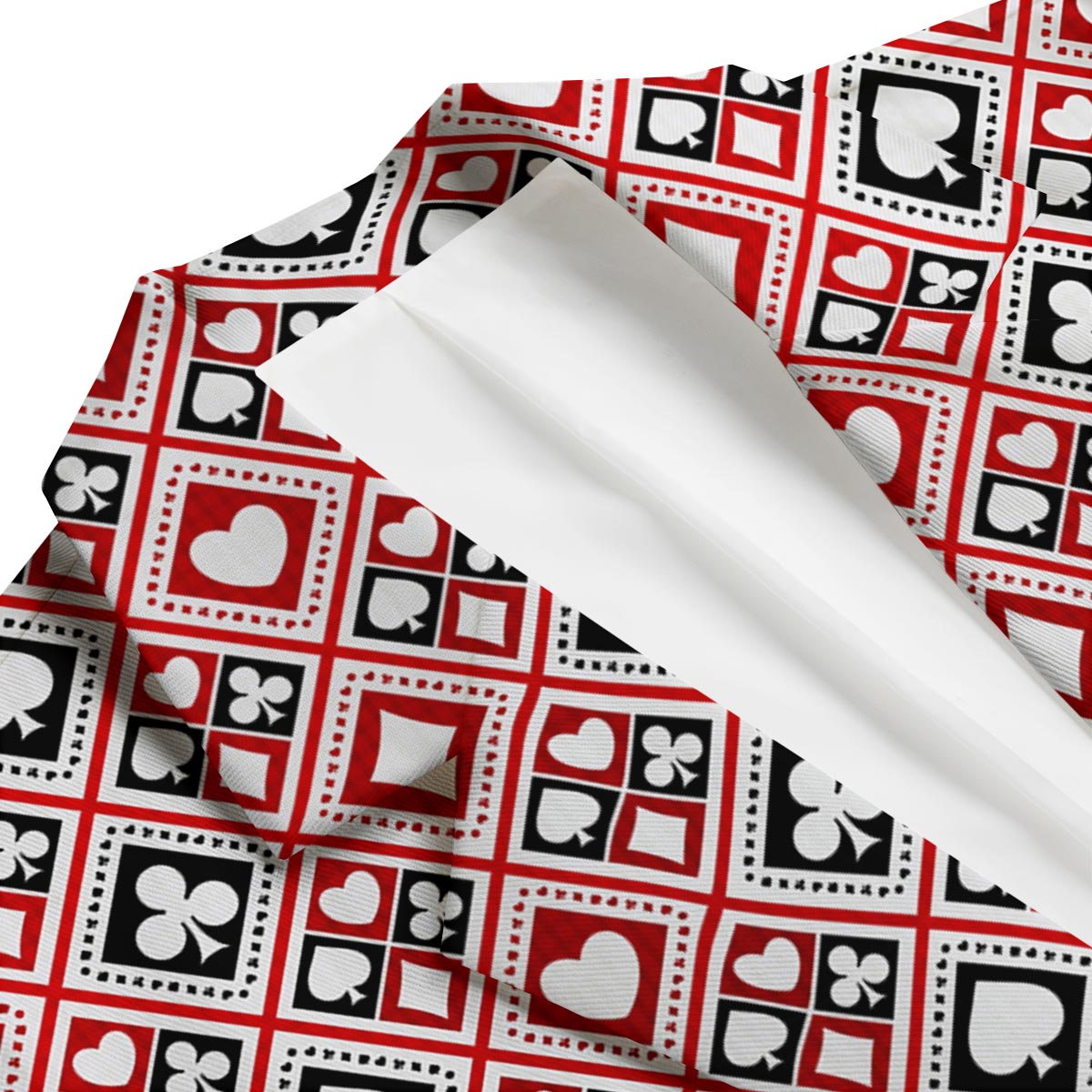 Poker Playing Card Casino Pattern Print Men's Blazer-grizzshop