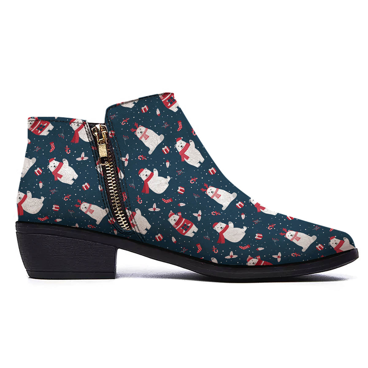 Polar Bear Christmas Print Pattern Ankle Boots-grizzshop