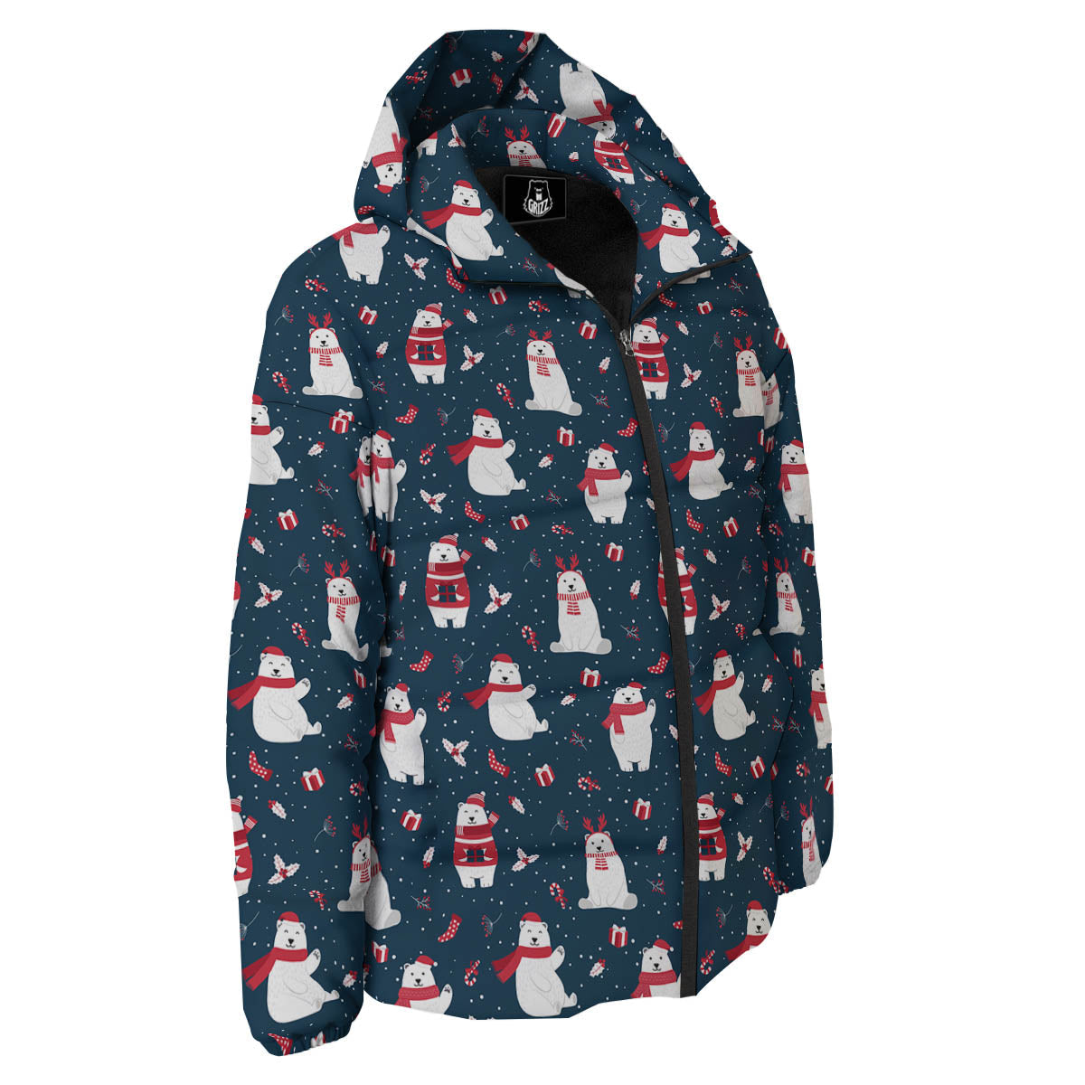 Polar Bear Christmas Print Pattern Down Jacket-grizzshop