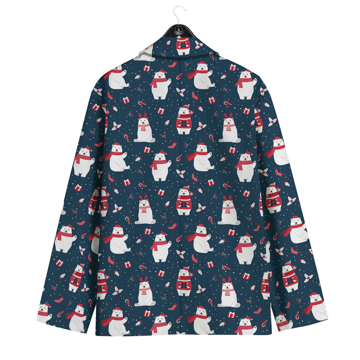 Polar Bear Christmas Print Pattern Men's Sport Coat-grizzshop