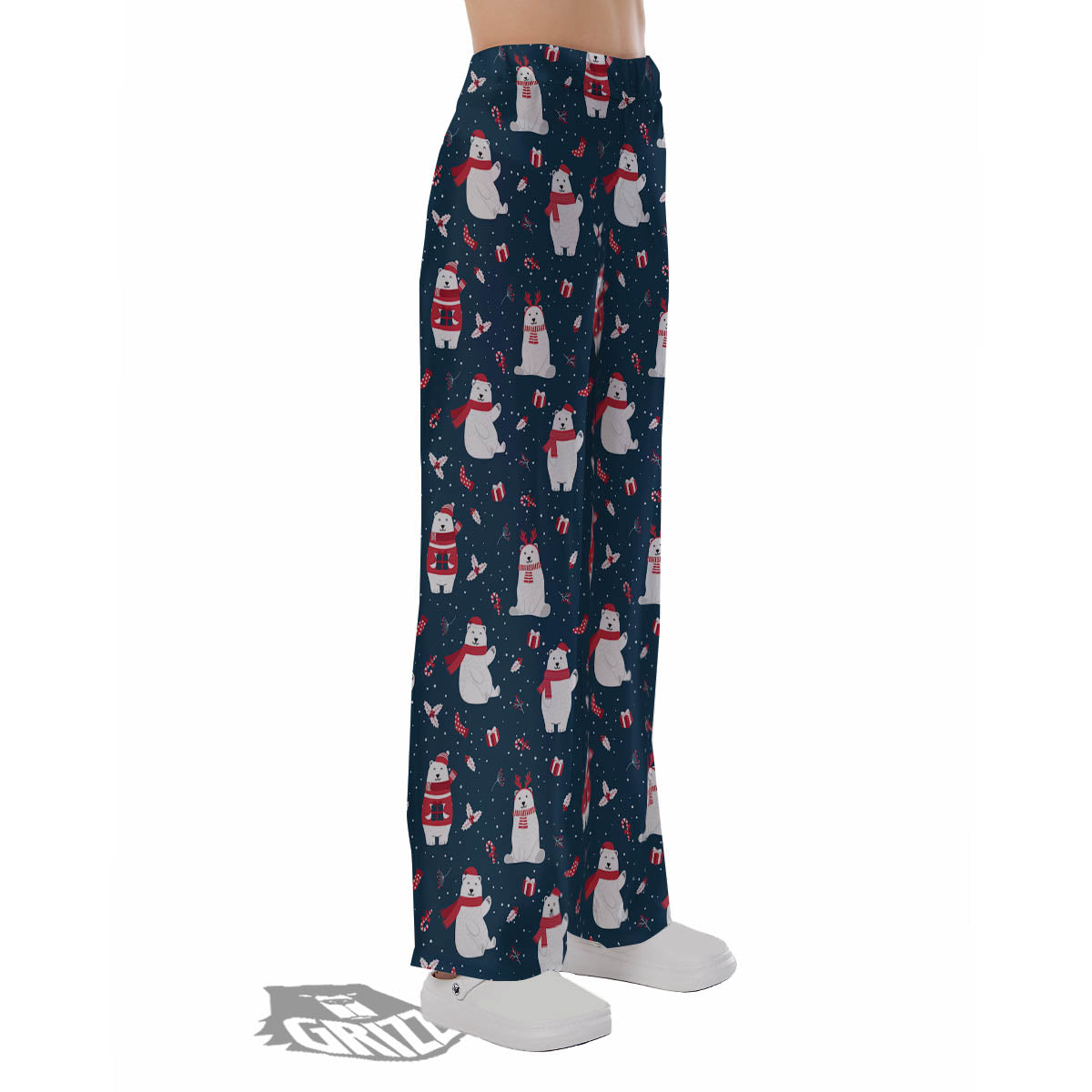 Polar Bear Christmas Print Pattern Pajama Pants-grizzshop
