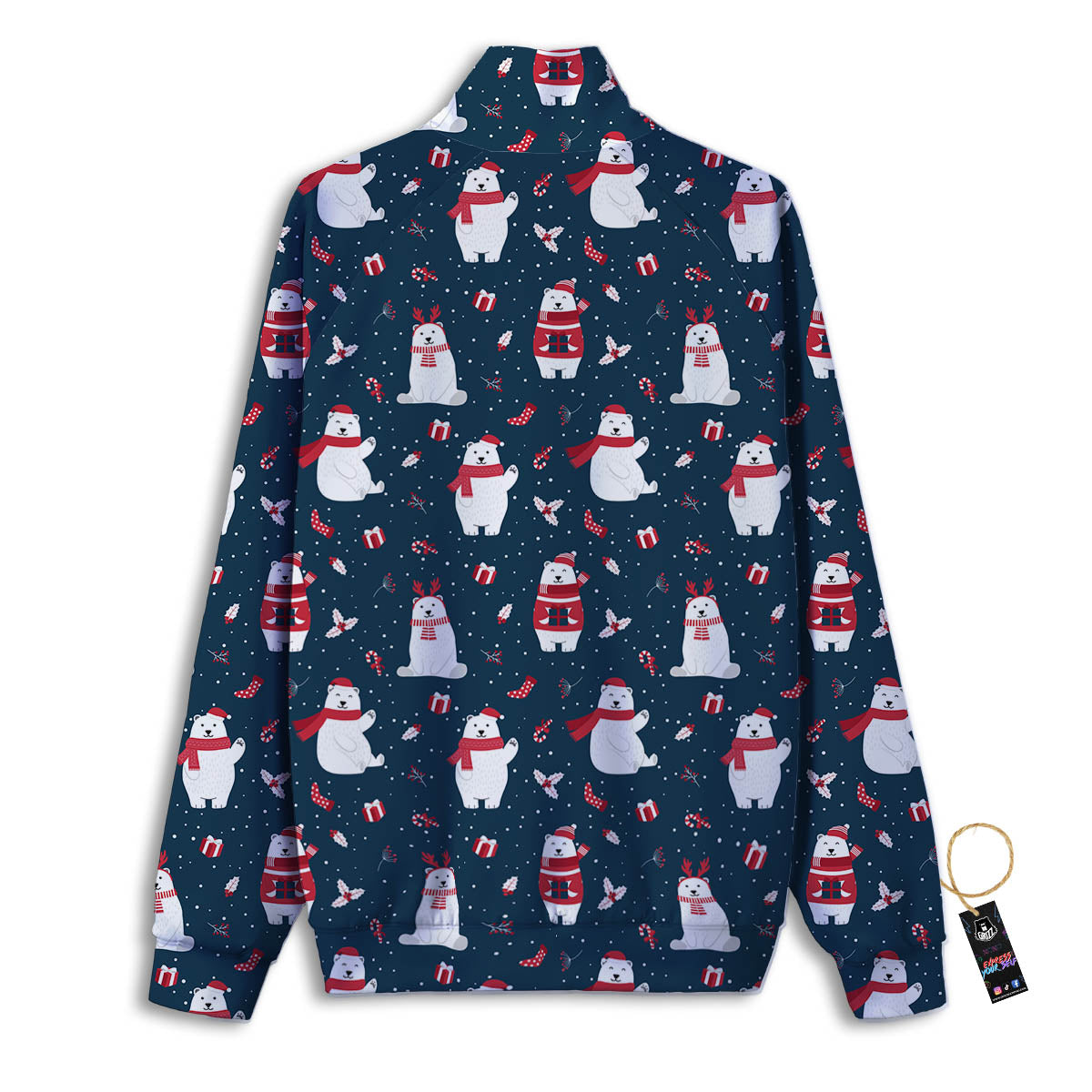 Polar Bear Christmas Print Pattern Track Jacket-grizzshop