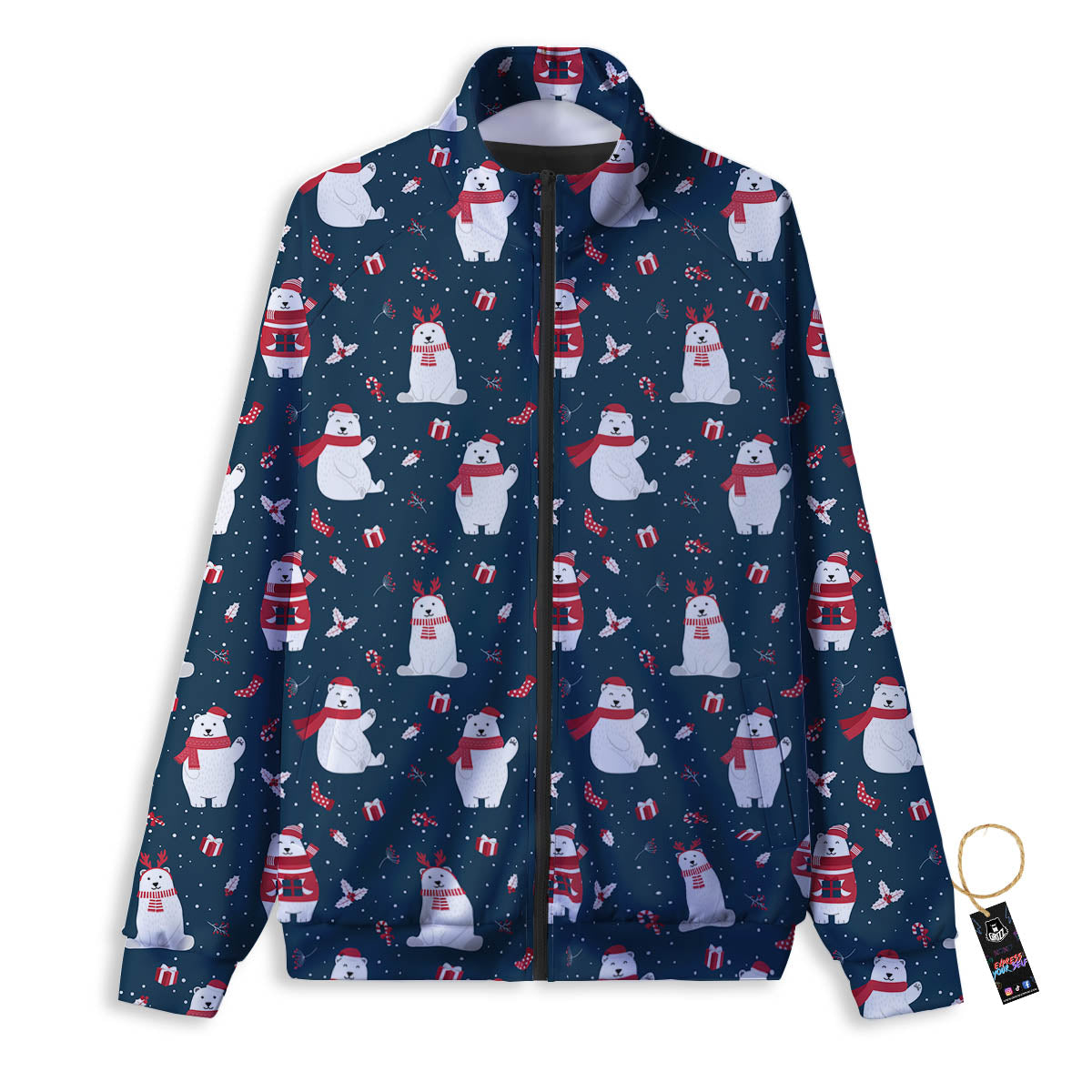 Polar Bear Christmas Print Pattern Track Jacket-grizzshop