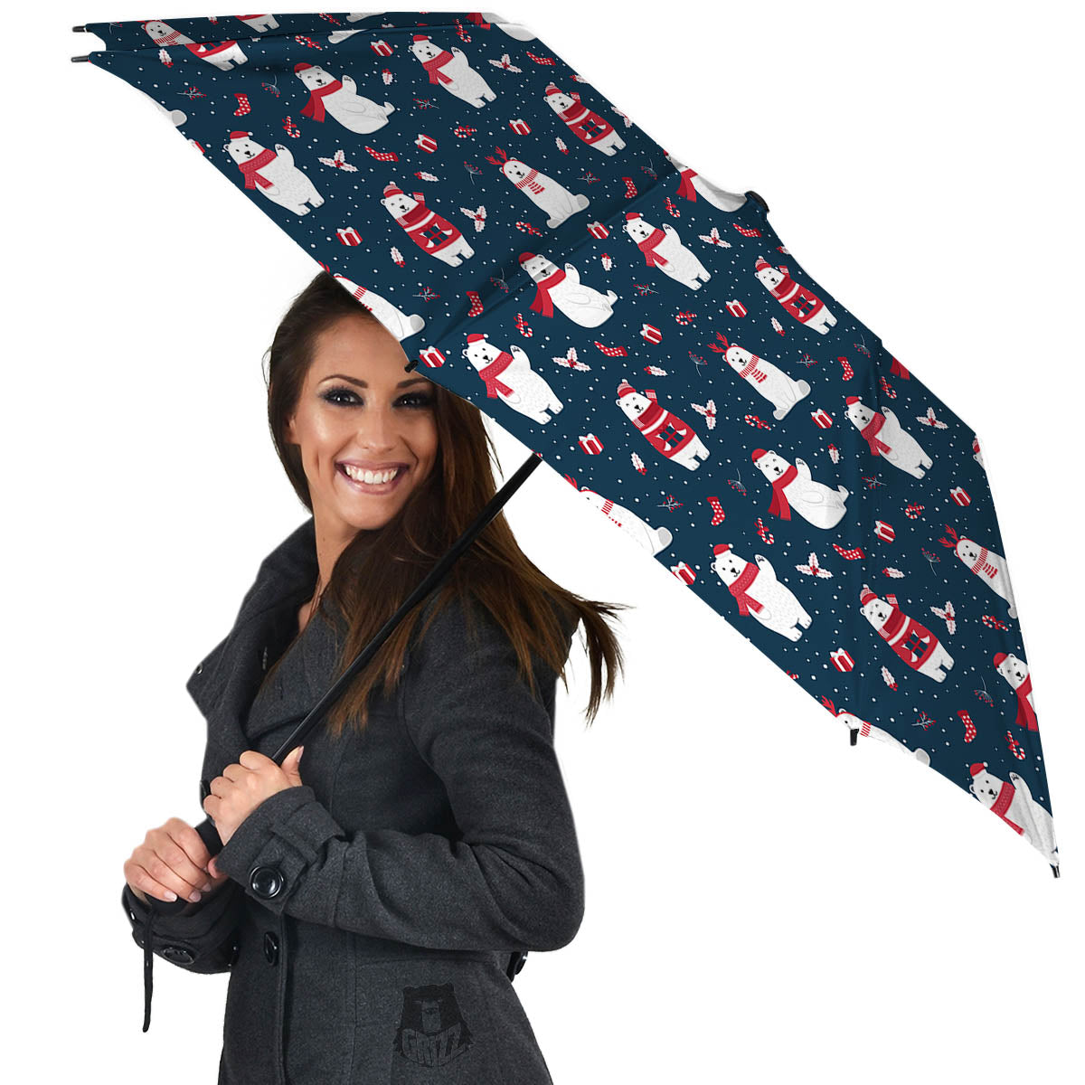 Polar Bear Christmas Print Pattern Umbrella-grizzshop