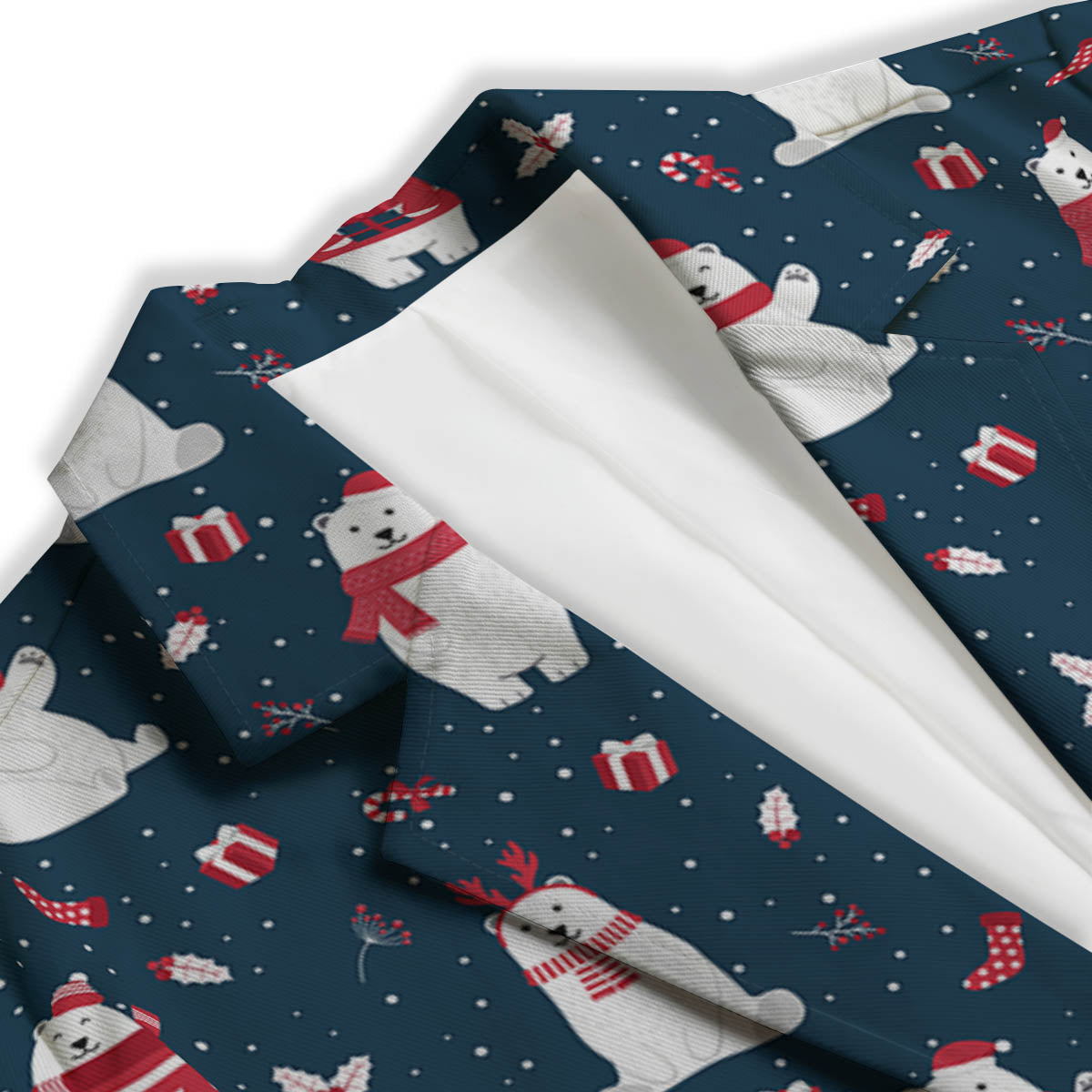 Polar Bear Christmas Print Pattern Women's Blazer-grizzshop
