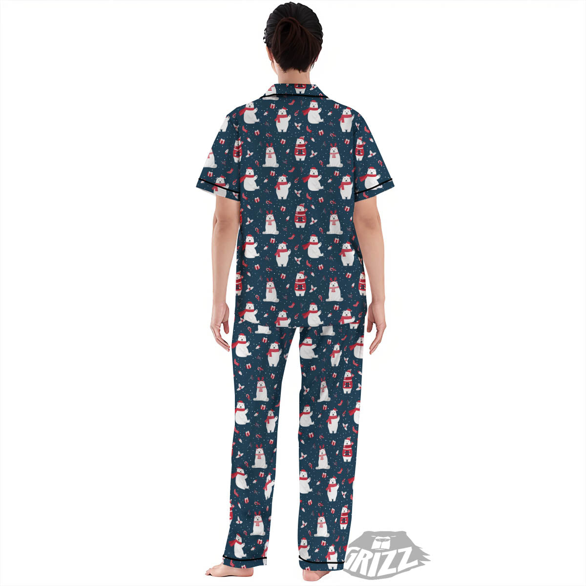 Polar Bear Christmas Print Pattern Women's Pajamas Set-grizzshop