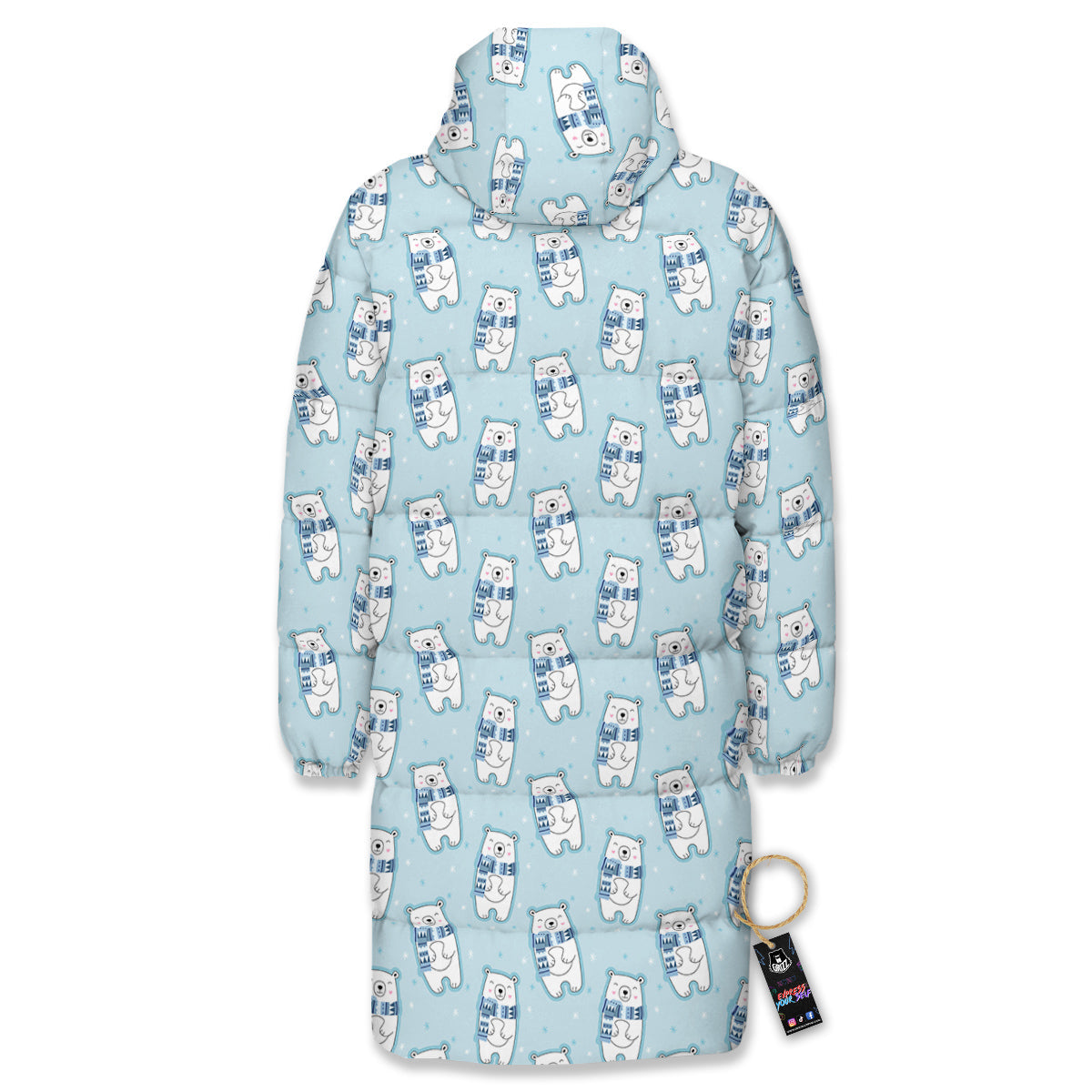 Polar Bear Cute Print Pattern Long Down Jacket-grizzshop
