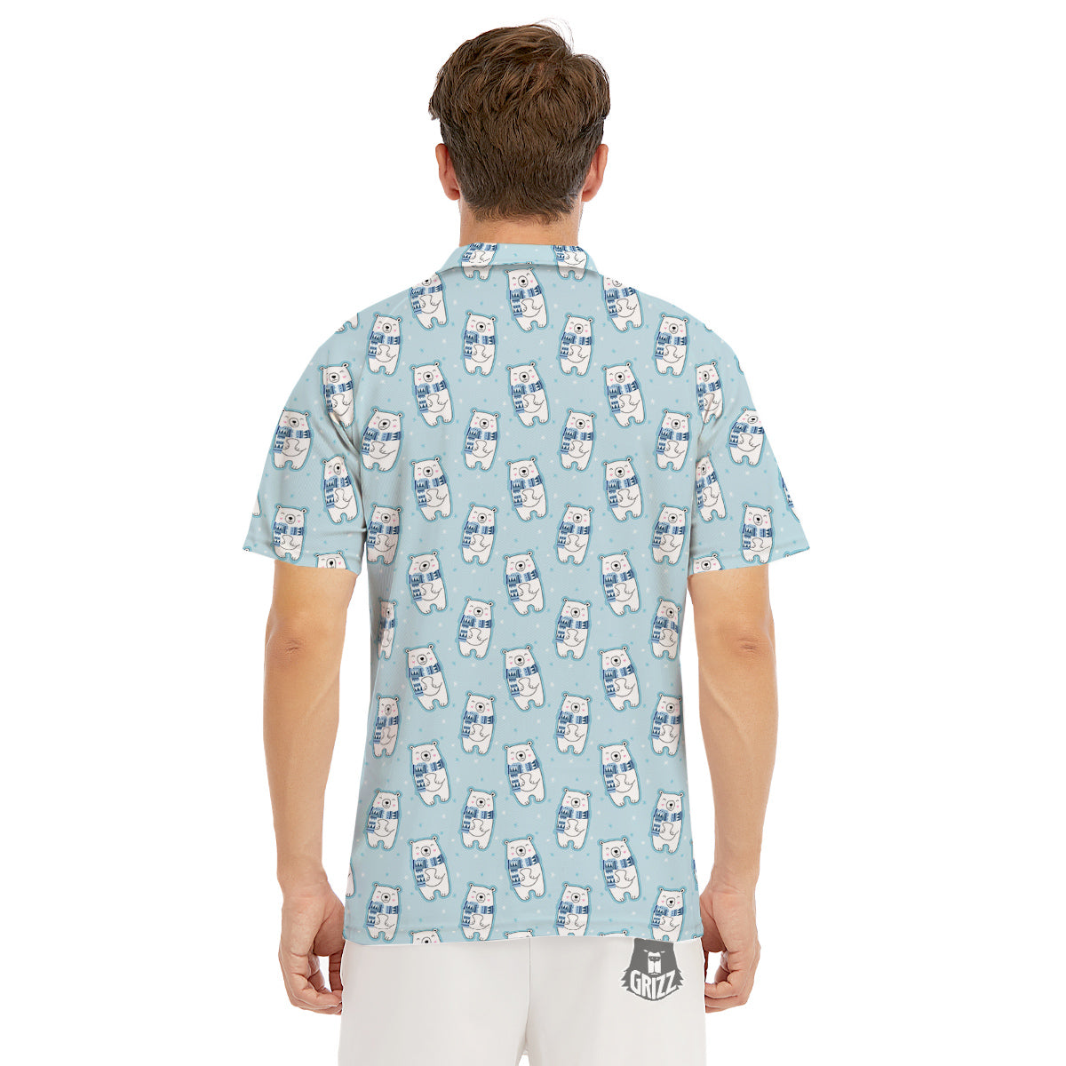 Polar Bear Cute Print Pattern Men's Golf Shirts-grizzshop