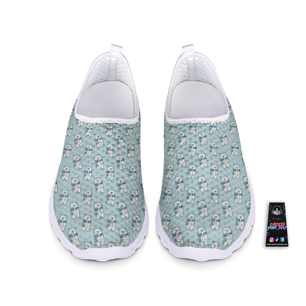 Polar Bear Cute Print Pattern Nurse Shoes-grizzshop