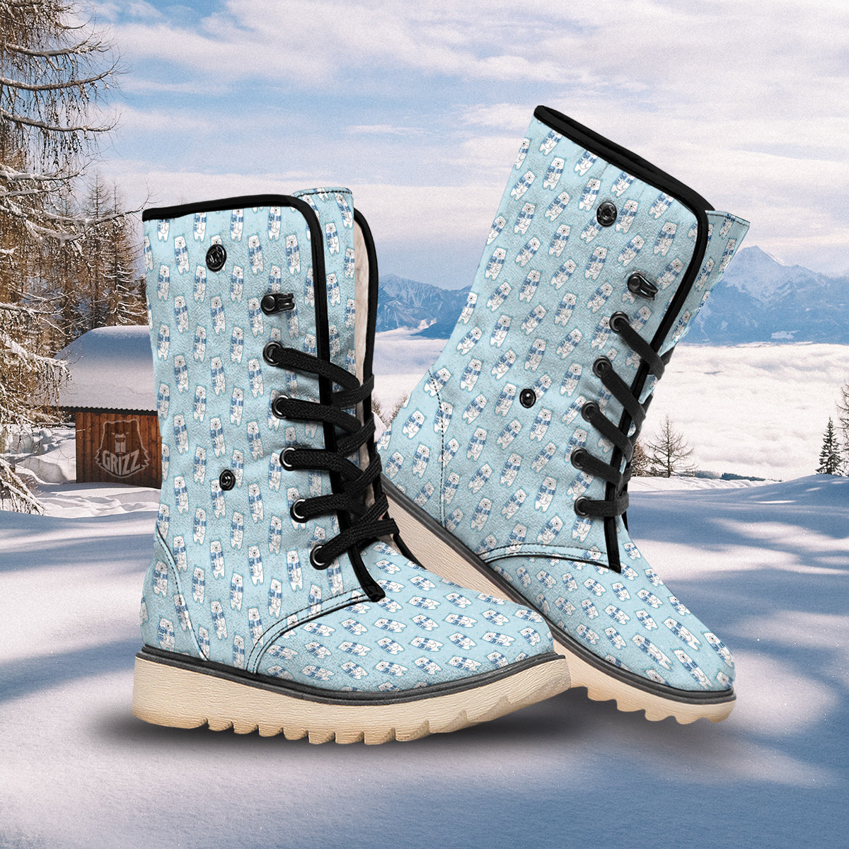 Polar Bear Cute Print Pattern Snow Boots-grizzshop