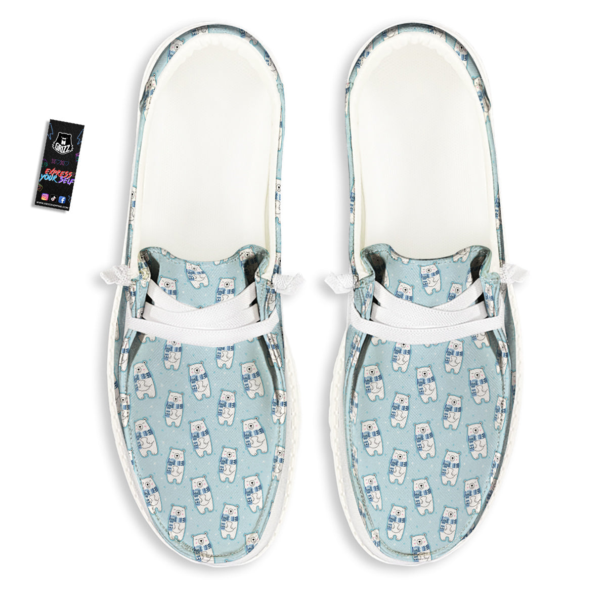 Polar Bear Cute Print Pattern White Loafers-grizzshop