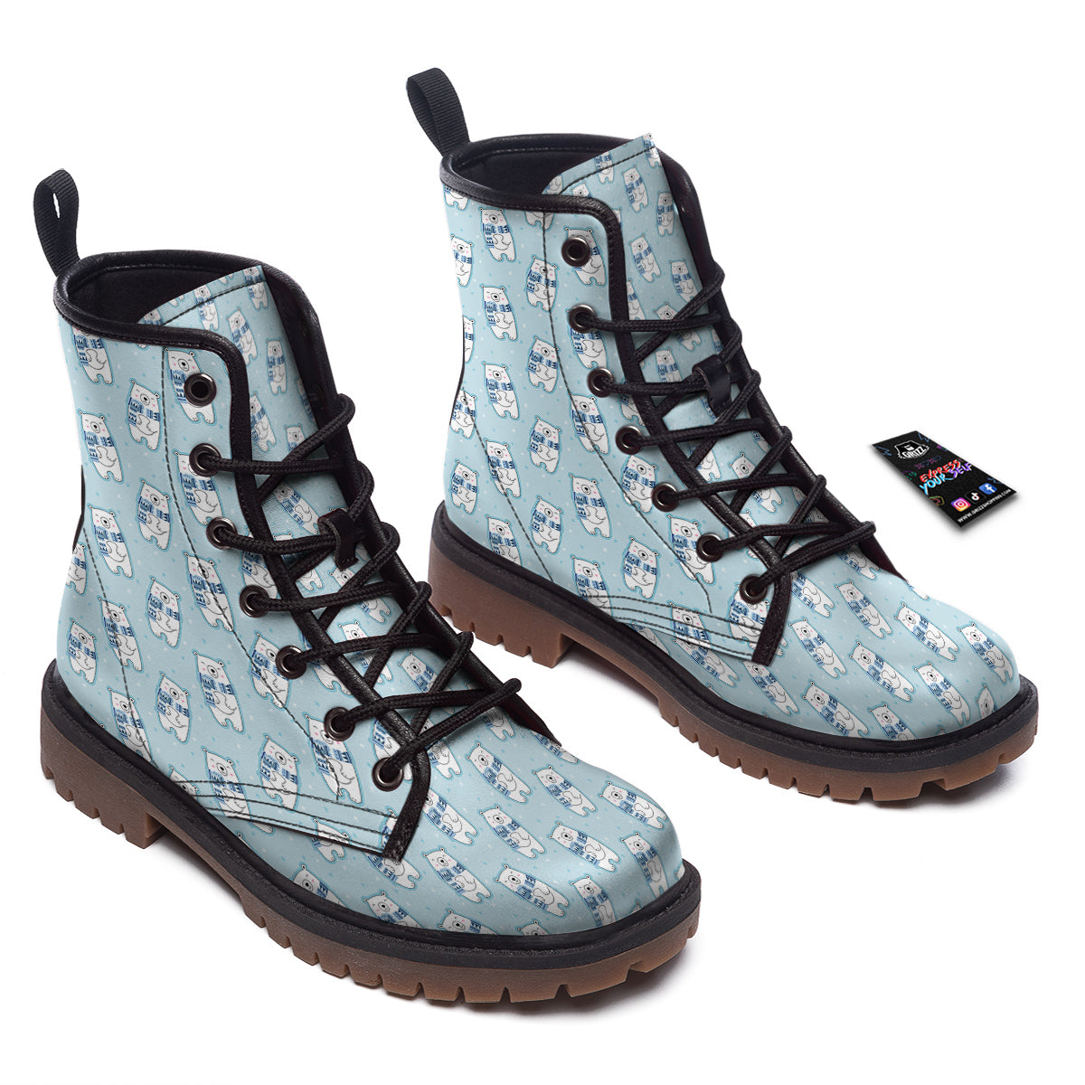 Polar Bear Cute Print Pattern Work Boots-grizzshop
