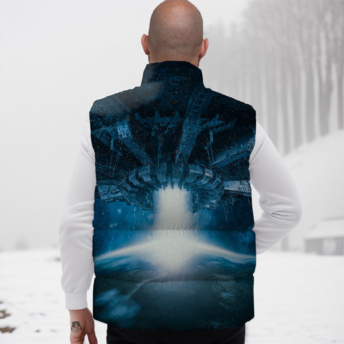Polar Bear Panda Pattern Print Down Vest-grizzshop