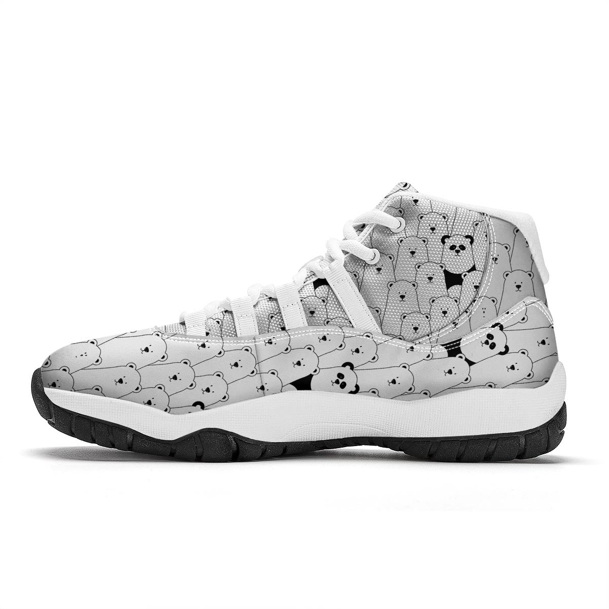 Polar Bear Panda Pattern Print White Bball Shoes-grizzshop