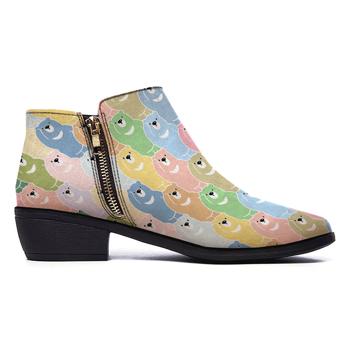 Polar Bear Pastel Print Pattern Ankle Boots-grizzshop