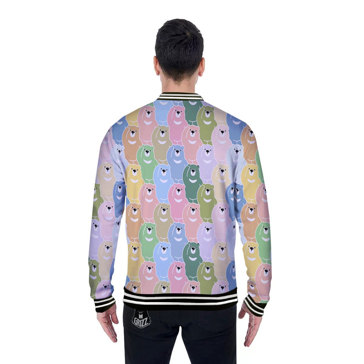Polar Bear Pastel Print Pattern Baseball Jacket-grizzshop