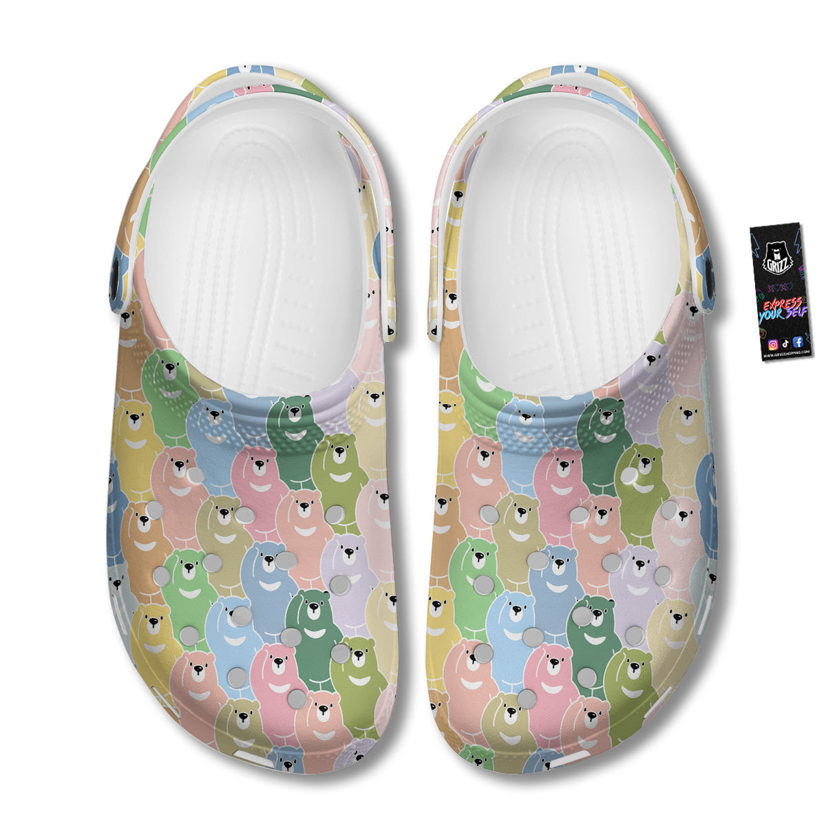 Polar Bear Pastel Print Pattern Clog-grizzshop