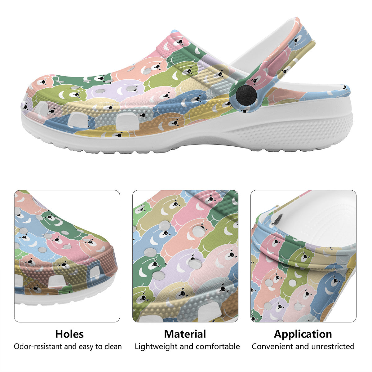 Polar Bear Pastel Print Pattern Clog-grizzshop