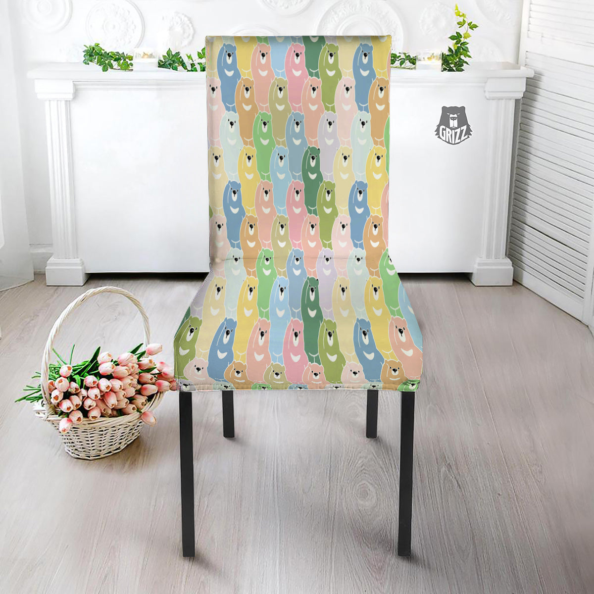 Polar Bear Pastel Print Pattern Dining Chair Slipcover-grizzshop