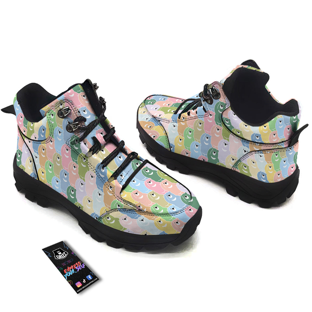Polar Bear Pastel Print Pattern Hiking Shoes-grizzshop