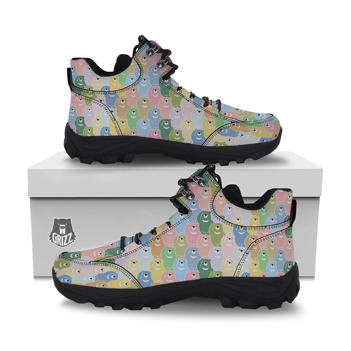 Polar Bear Pastel Print Pattern Hiking Shoes-grizzshop