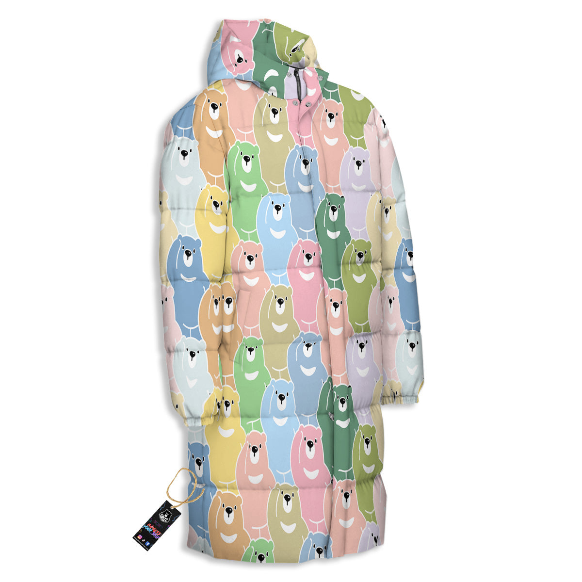 Polar Bear Pastel Print Pattern Long Down Jacket-grizzshop