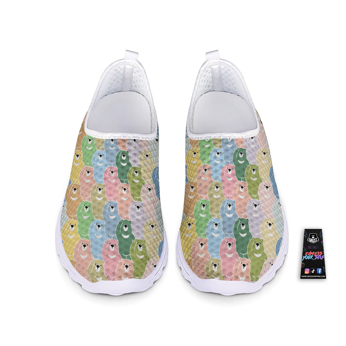 Polar Bear Pastel Print Pattern Nurse Shoes-grizzshop
