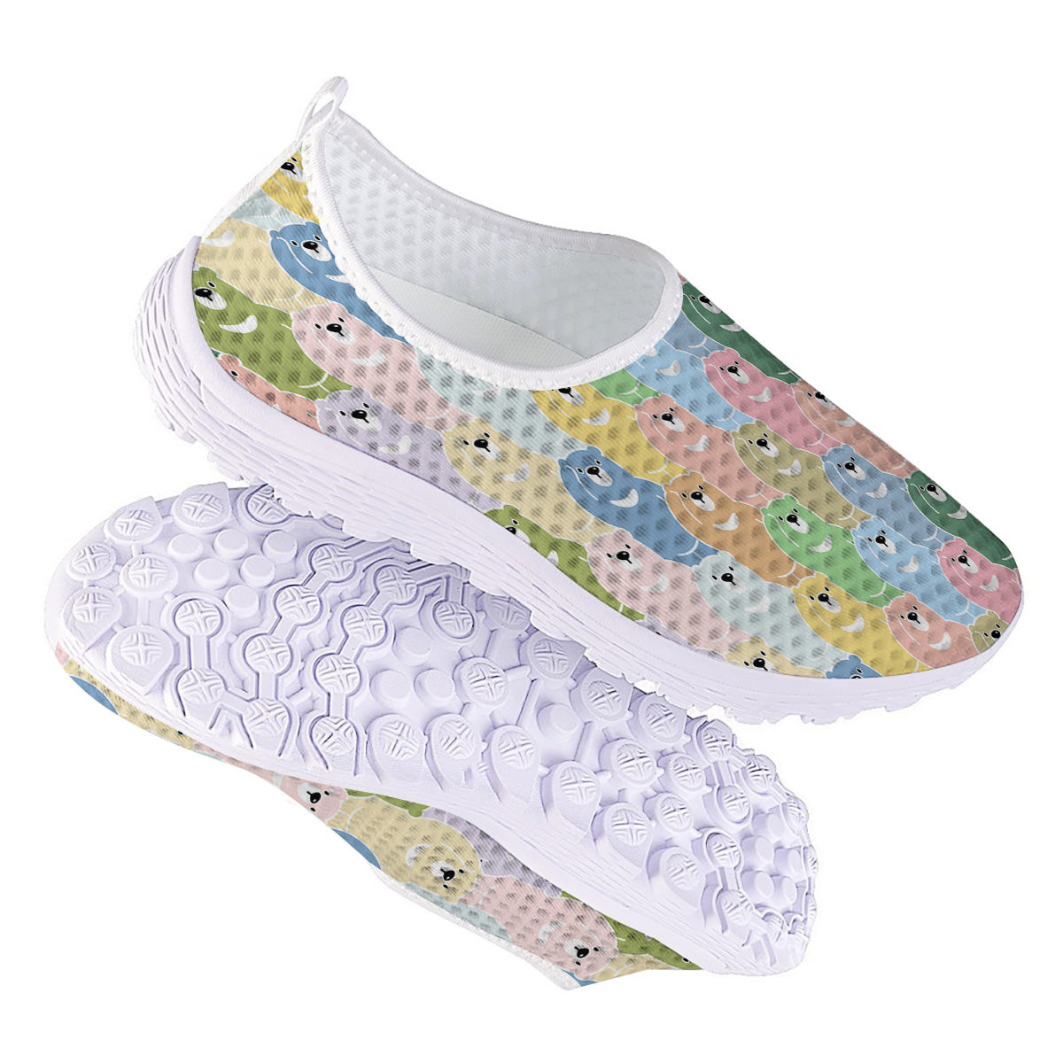 Polar Bear Pastel Print Pattern Nurse Shoes-grizzshop