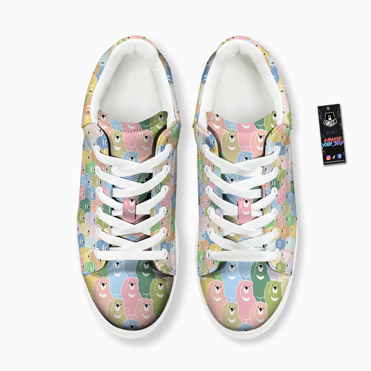 Polar Bear Pastel Print Pattern Platform Shoes-grizzshop