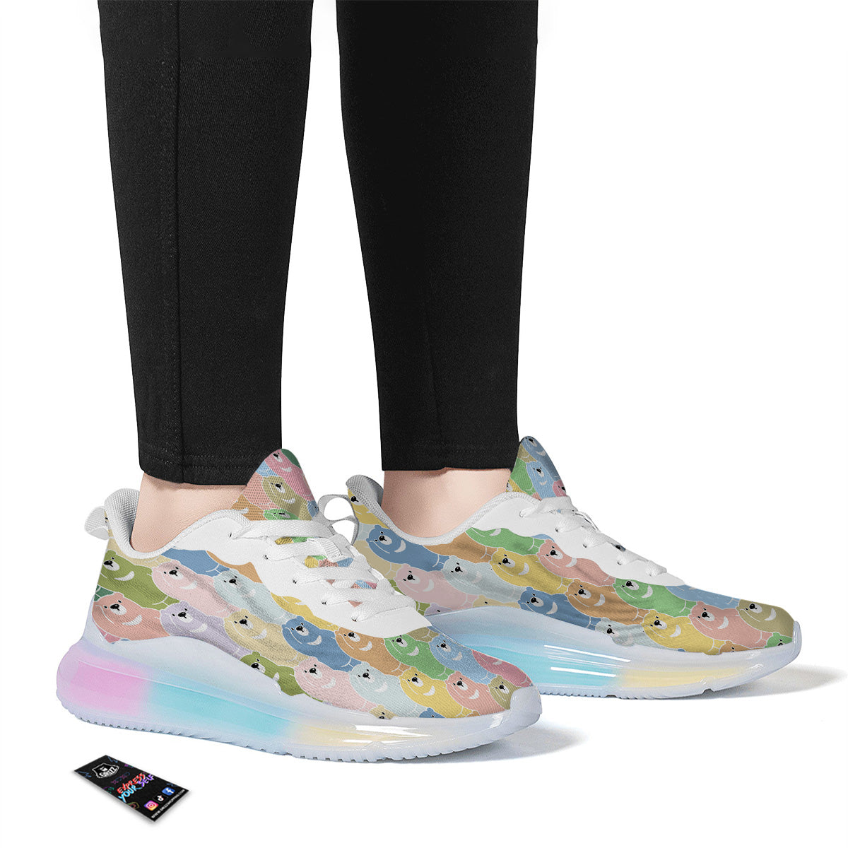 Polar Bear Pastel Print Pattern Running Sneakers-grizzshop