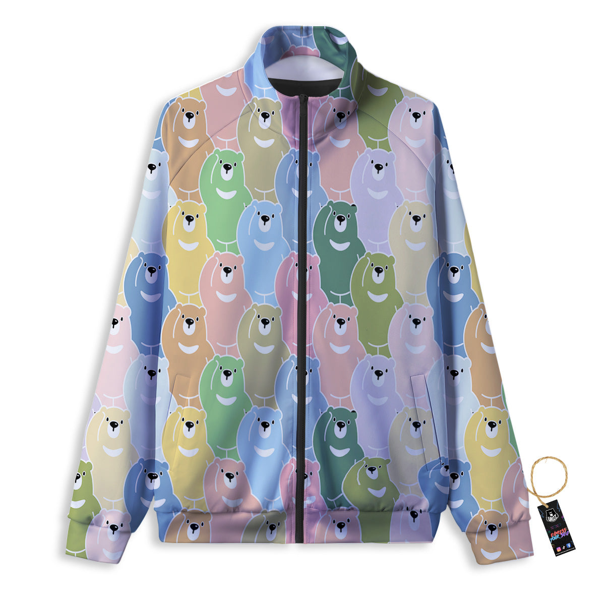 Polar Bear Pastel Print Pattern Track Jacket-grizzshop