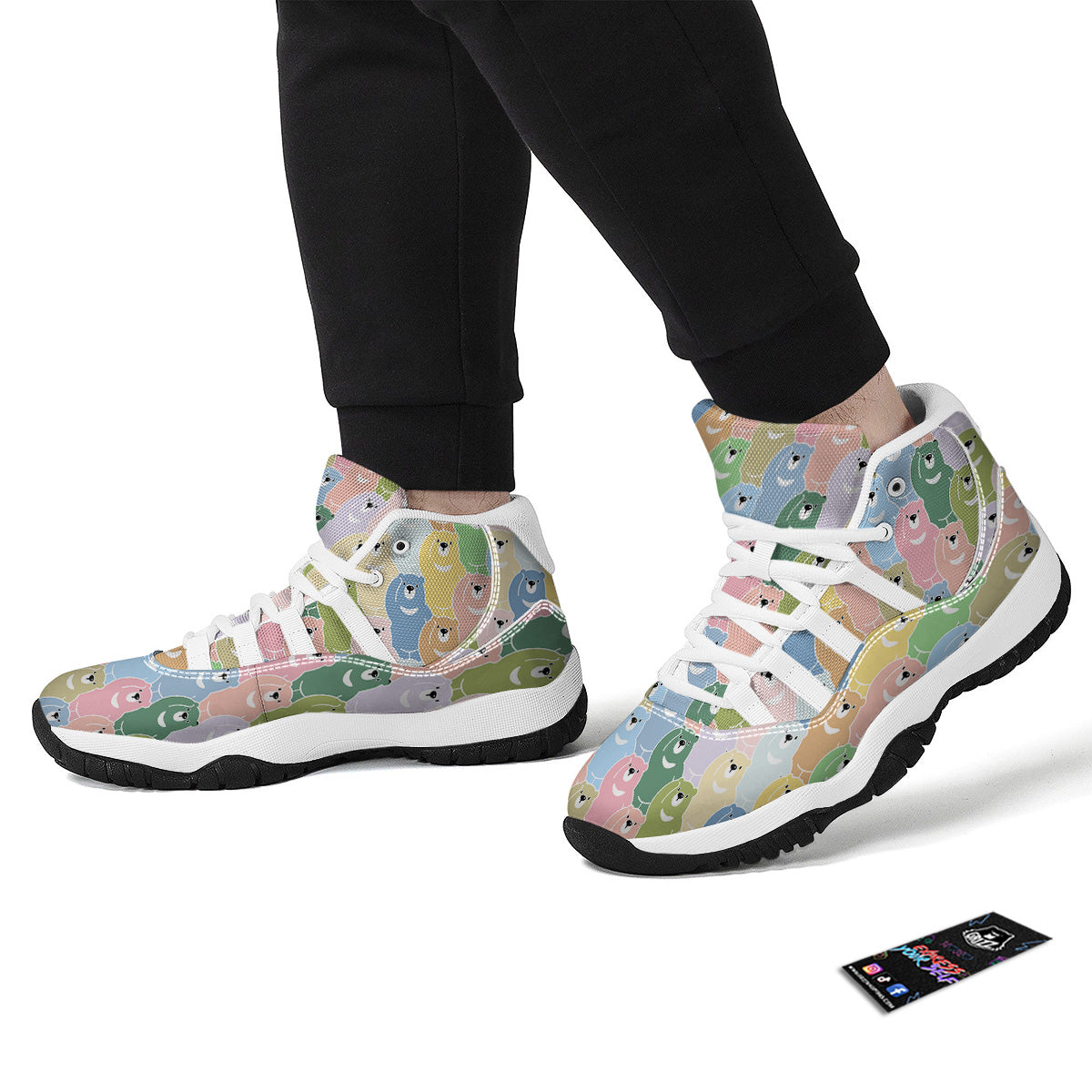 Polar Bear Pastel Print Pattern White Bball Shoes-grizzshop