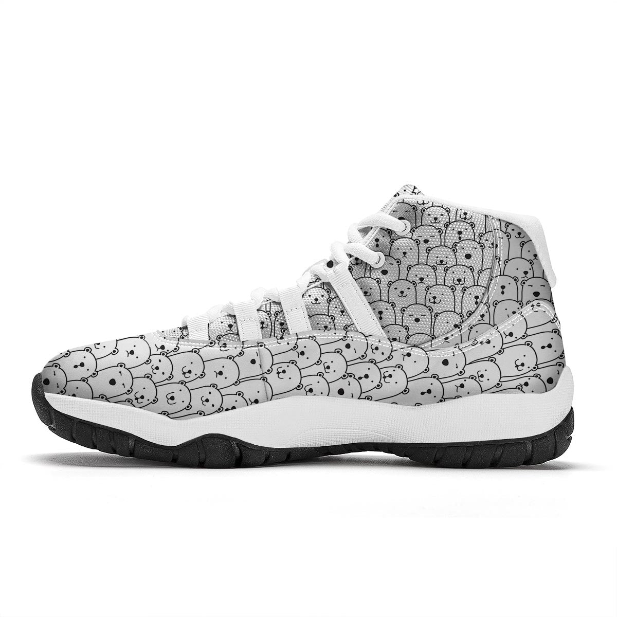 Polar Bear Print Pattern White Bball Shoes-grizzshop