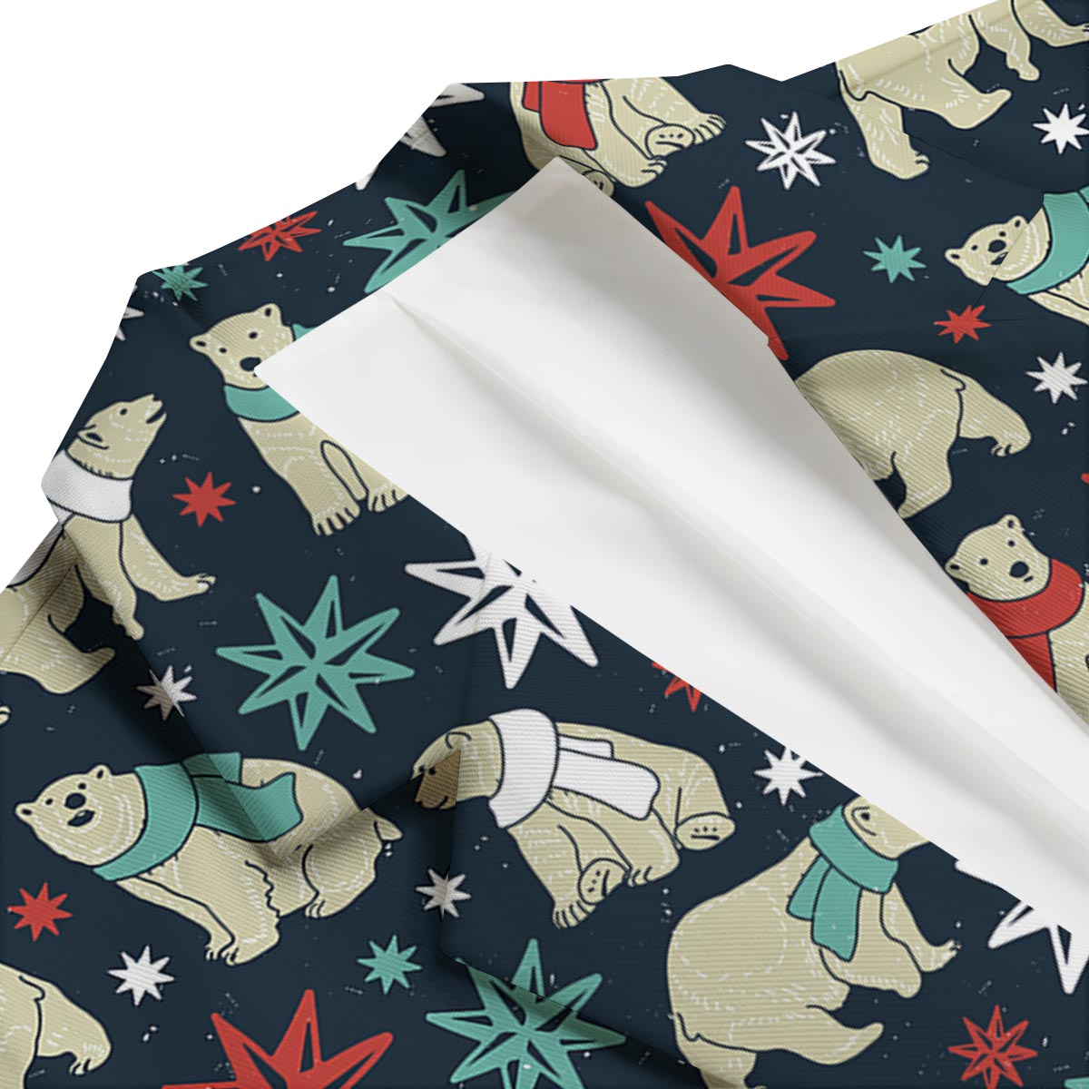 Polar Bear Snow Christmas Pattern Print Men's Blazer-grizzshop