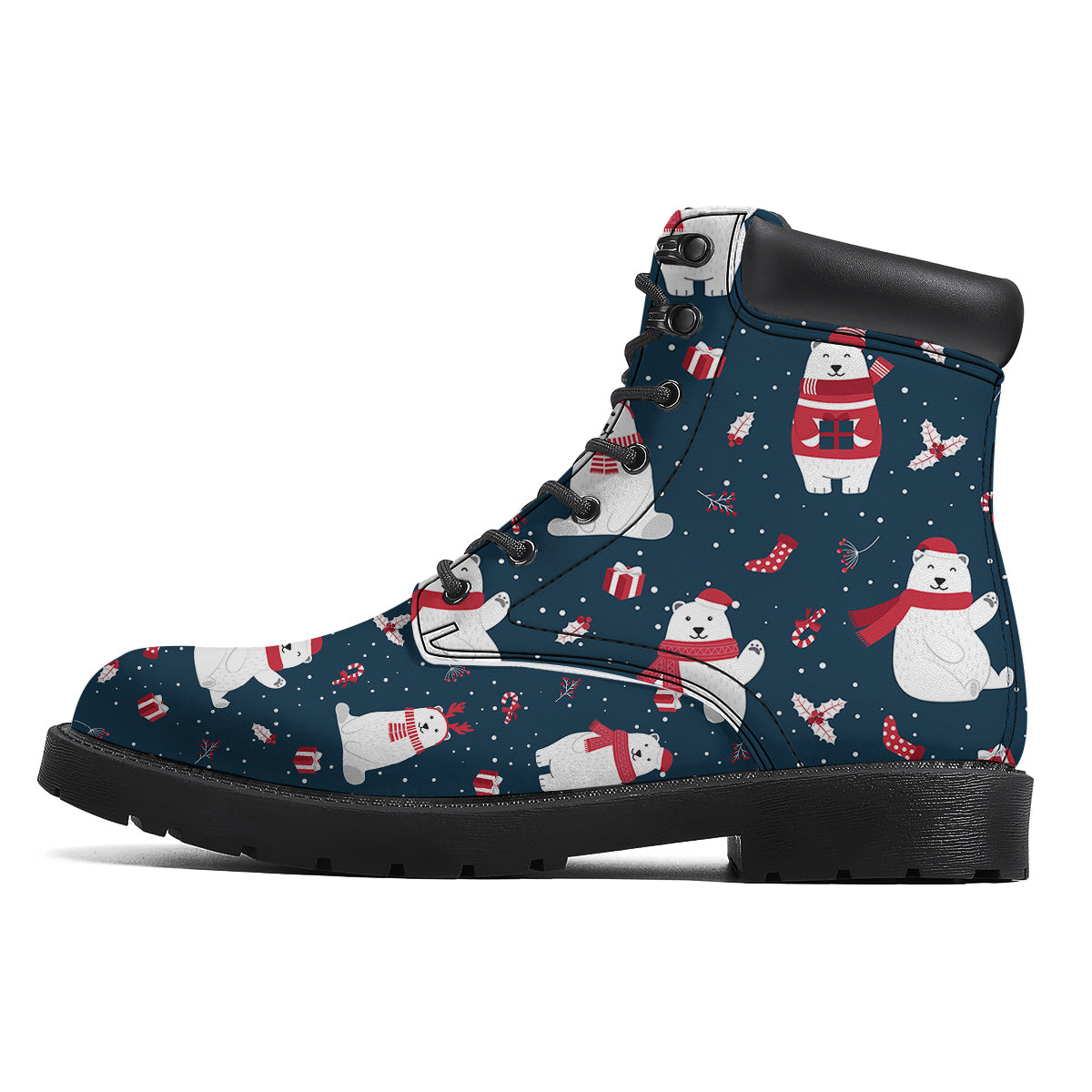 Polar Bear Xmas Print Pattern Boots-grizzshop