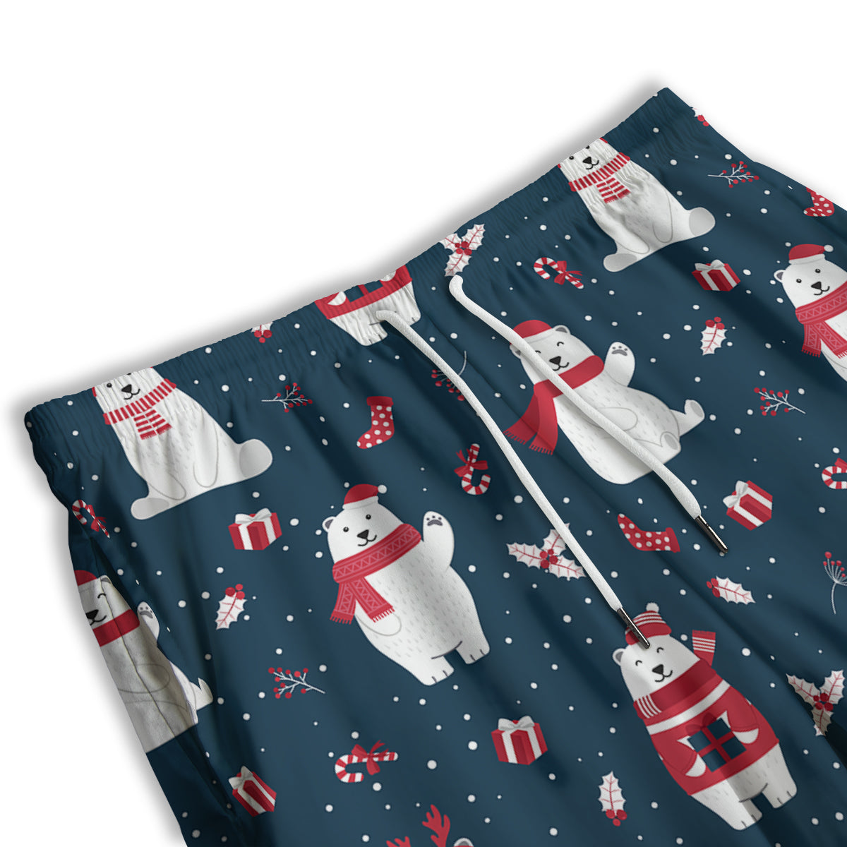 Polar Bear Xmas Print Pattern Men's Athletic Shorts