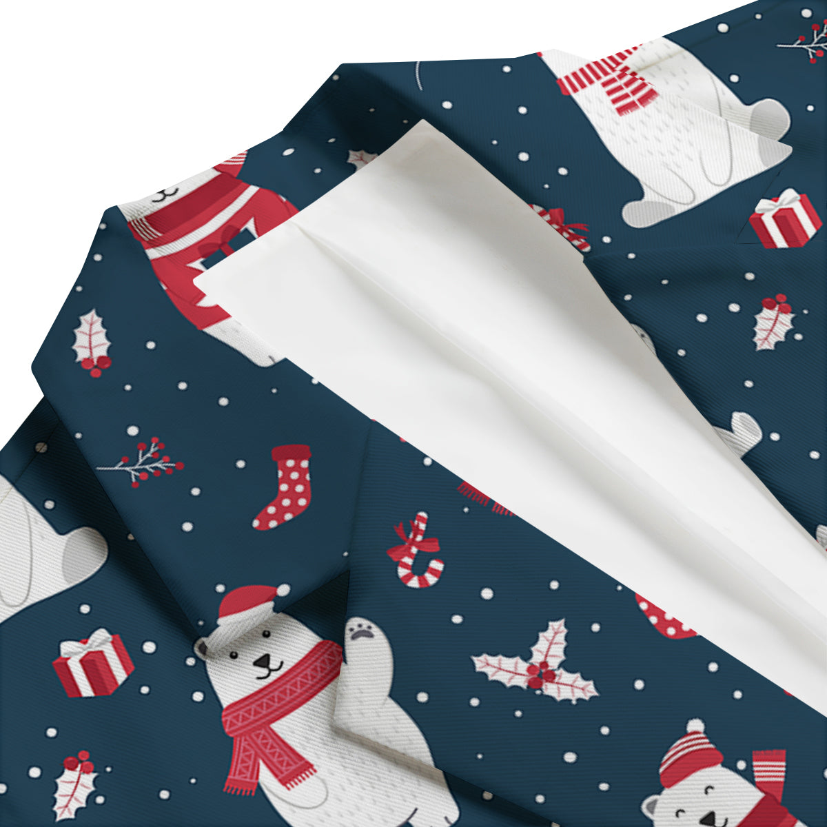 Polar Bear Xmas Print Pattern Men's Blazer-grizzshop