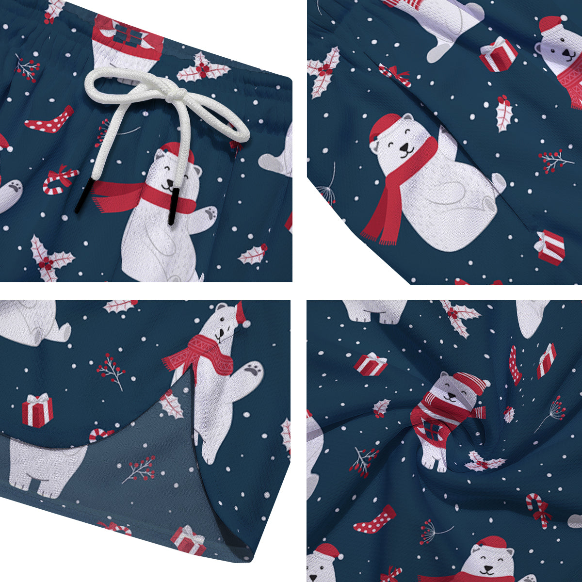 Polar Bear Xmas Print Pattern Men's Running Shorts-grizzshop