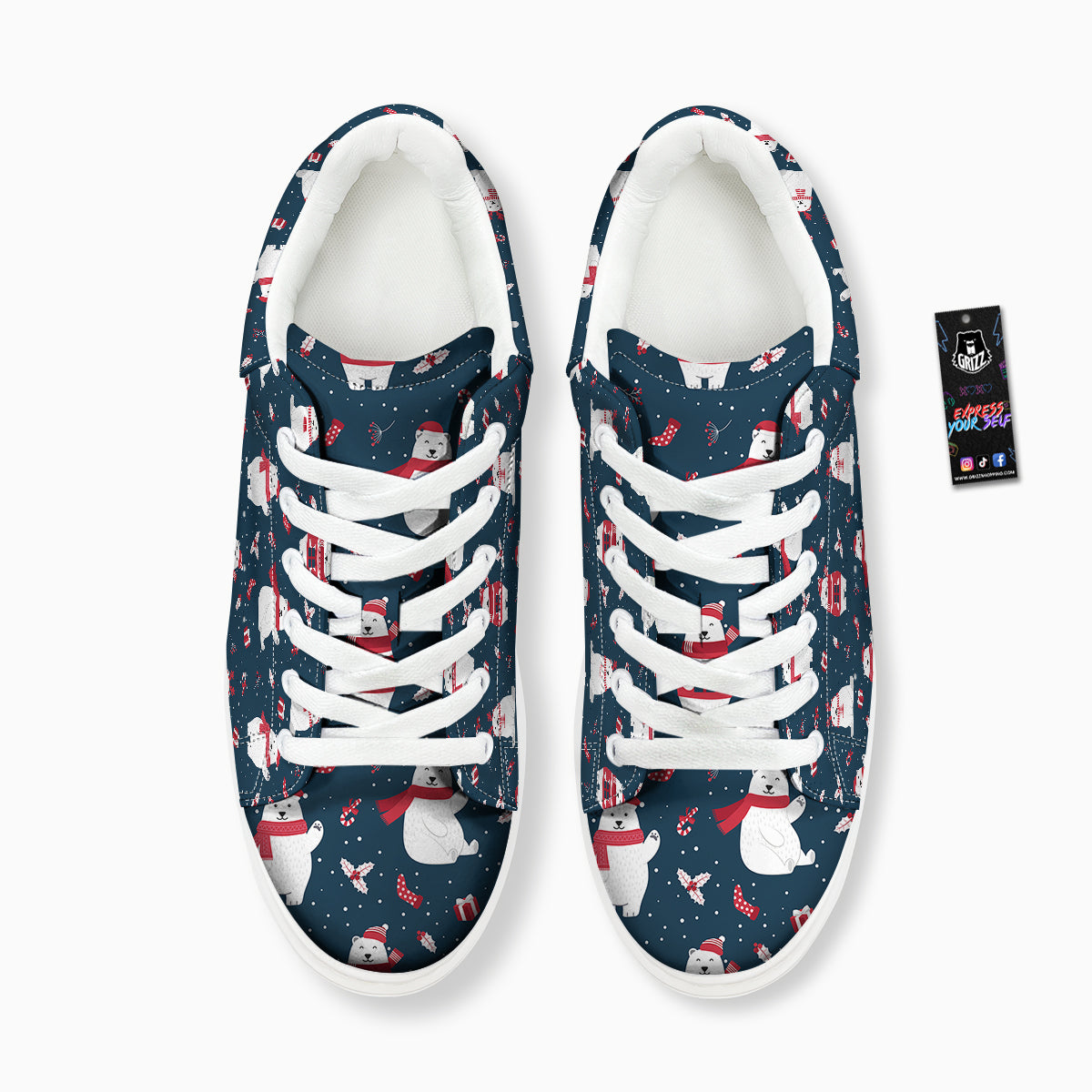 Polar Bear Xmas Print Pattern Platform Shoes-grizzshop