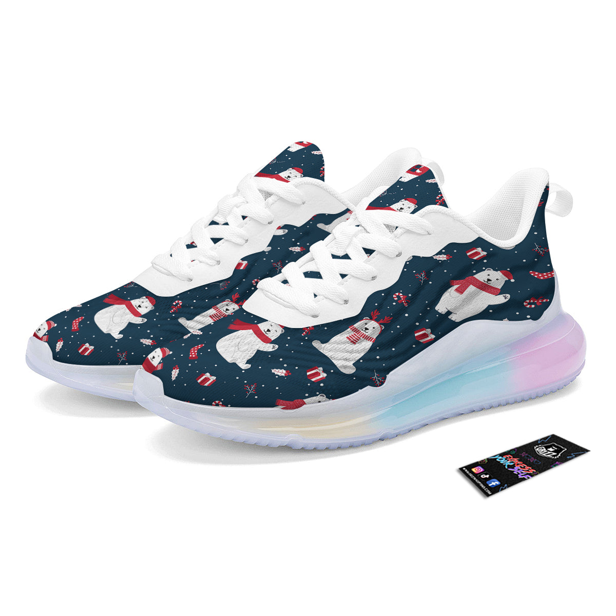 Polar Bear Xmas Print Pattern Running Sneakers-grizzshop