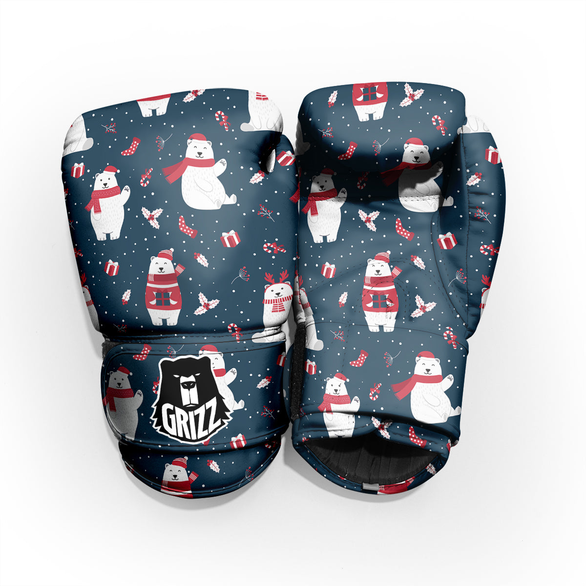 Polar Bear Xmas Print Pattern Pro Boxing Glove